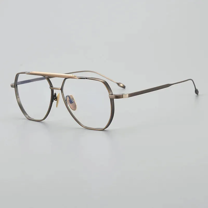 Black Mask Unisex Full Rim Oval Double Bridge Titanium Eyeglasses Jr39