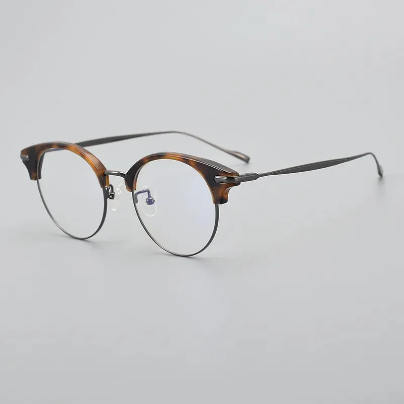 Black Mask Unisex Full Rim Round Titanium Acetate Eyeglasses 445120
