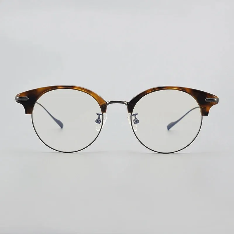 Black Mask Unisex Full Rim Round Titanium Acetate Eyeglasses 445120