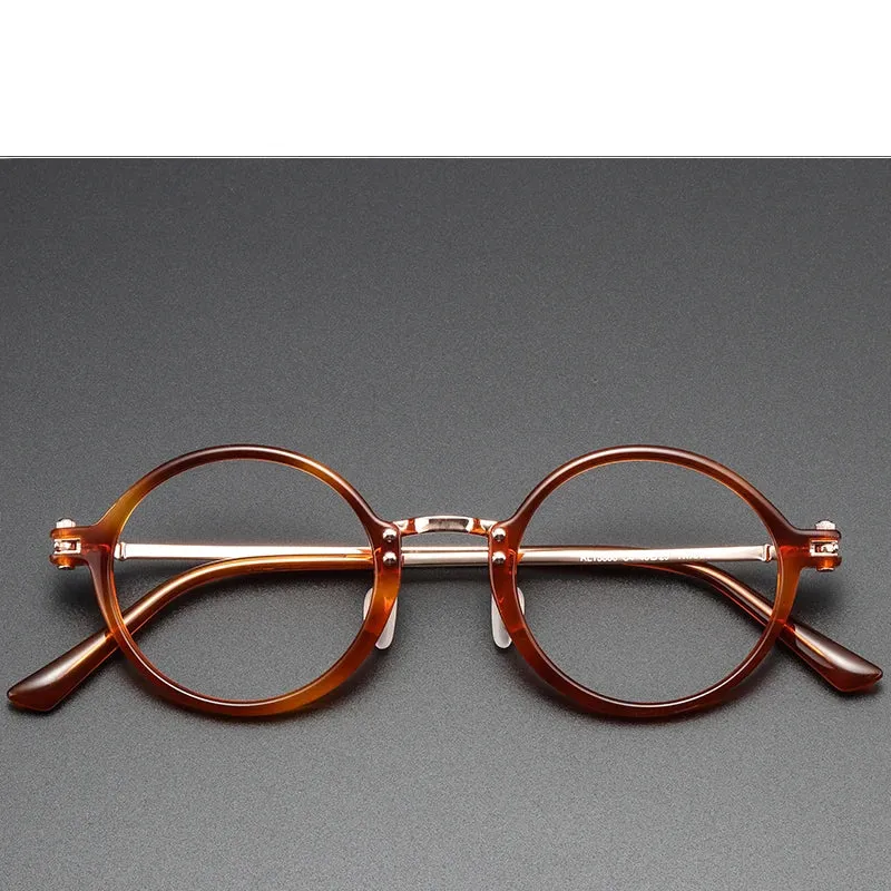 Black Mask Unisex Full Rim Round Titanium Acetate Eyeglasses Rt5866