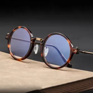 Black Mask Unisex Full Rim Round Titanium Acetate Eyeglasses Rt5866