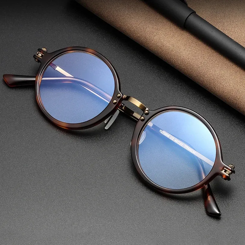 Black Mask Unisex Full Rim Round Titanium Acetate Eyeglasses Rt5866