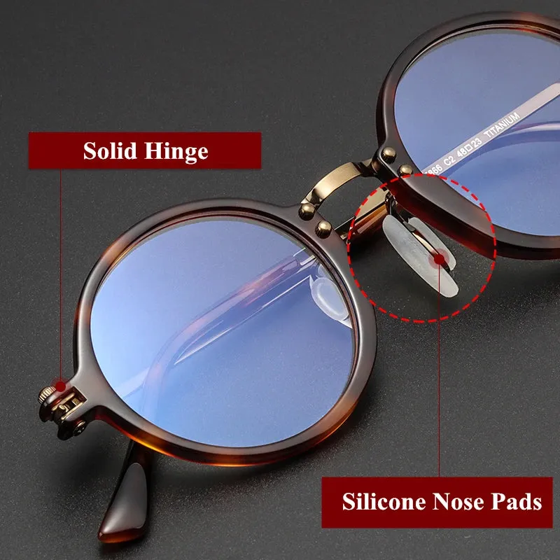 Black Mask Unisex Full Rim Round Titanium Acetate Eyeglasses Rt5866