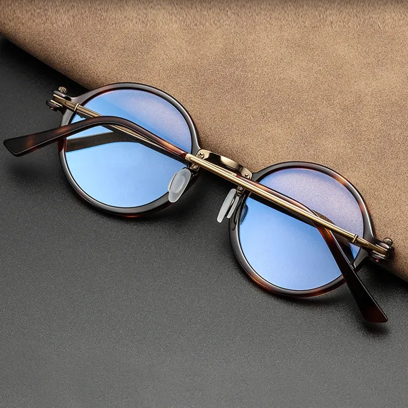 Black Mask Unisex Full Rim Round Titanium Acetate Eyeglasses Rt5866