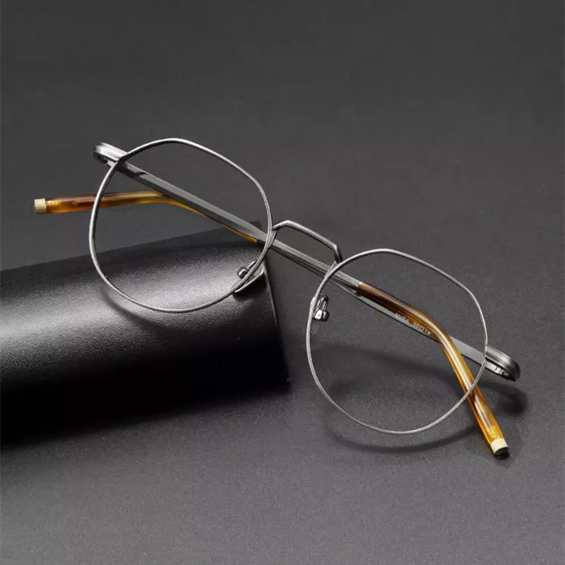 Black Mask Unisex Full Rim Round Titanium Eyeglasses M137