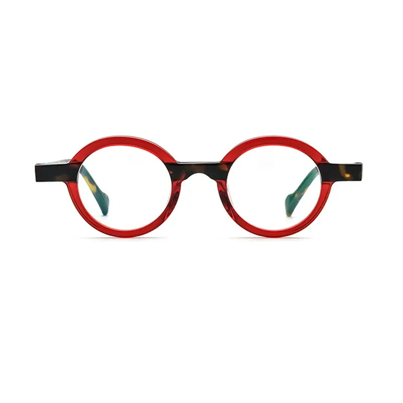 Black Mask Unisex Full Rim Small Round Acetate Eyeglasses 19231