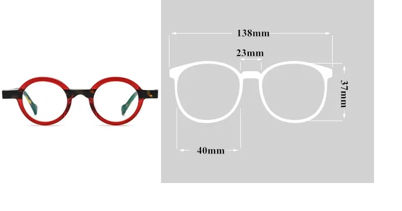 Black Mask Unisex Full Rim Small Round Acetate Eyeglasses 19231