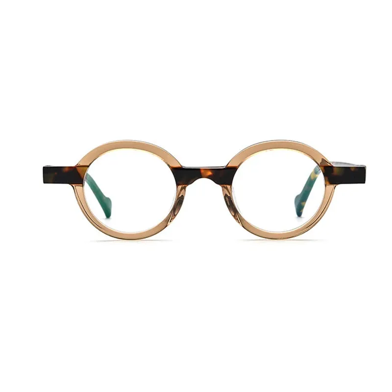 Black Mask Unisex Full Rim Small Round Acetate Eyeglasses 19231
