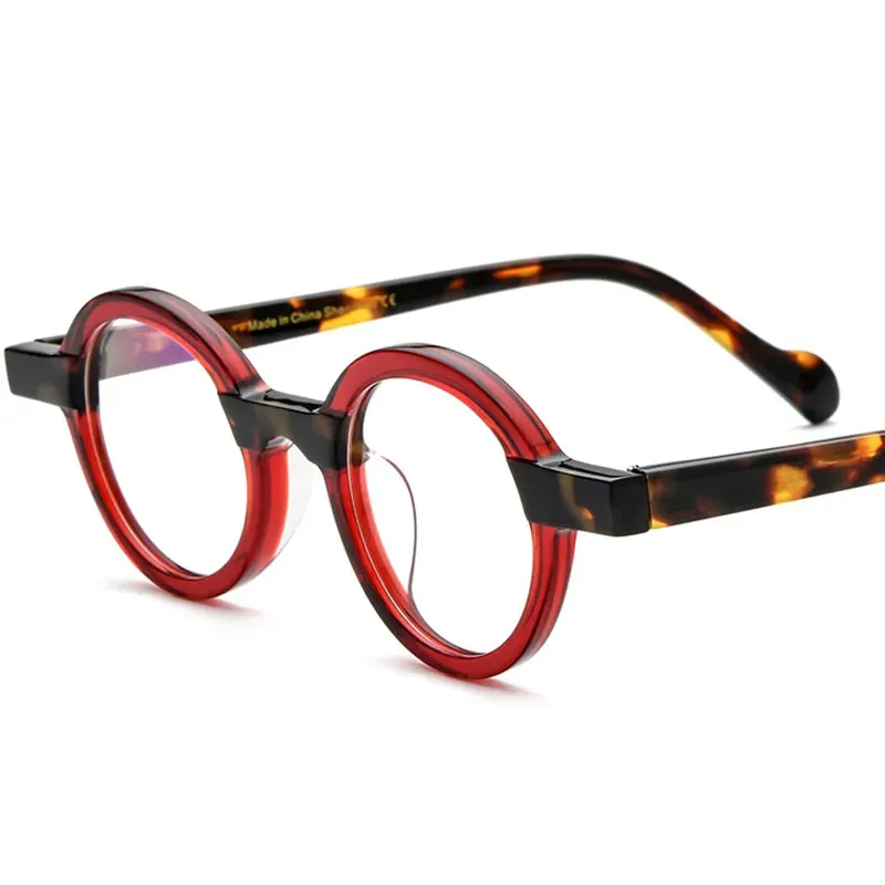 Black Mask Unisex Full Rim Small Round Acetate Eyeglasses 19231