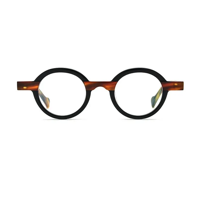 Black Mask Unisex Full Rim Small Round Acetate Eyeglasses 19231