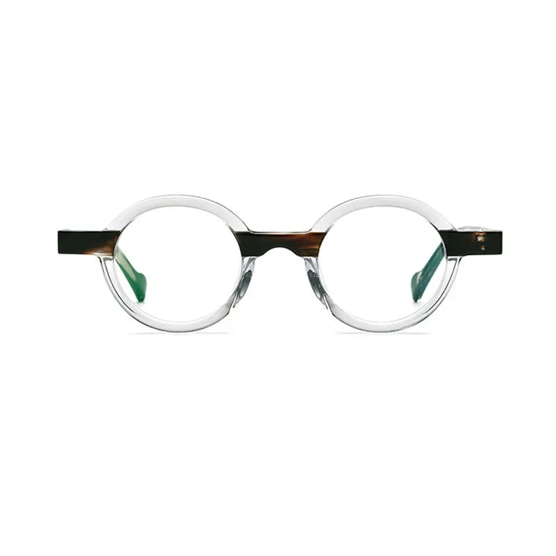 Black Mask Unisex Full Rim Small Round Acetate Eyeglasses 19231