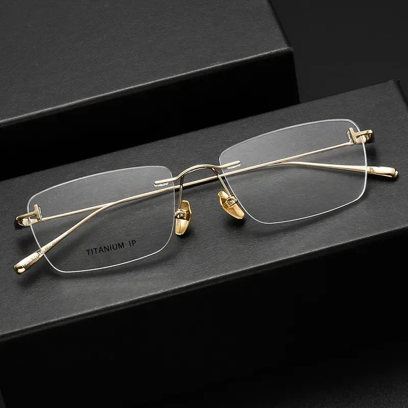 Black Mask Unisex Rimless Rectangle Titanium Eyeglasses Ft5678