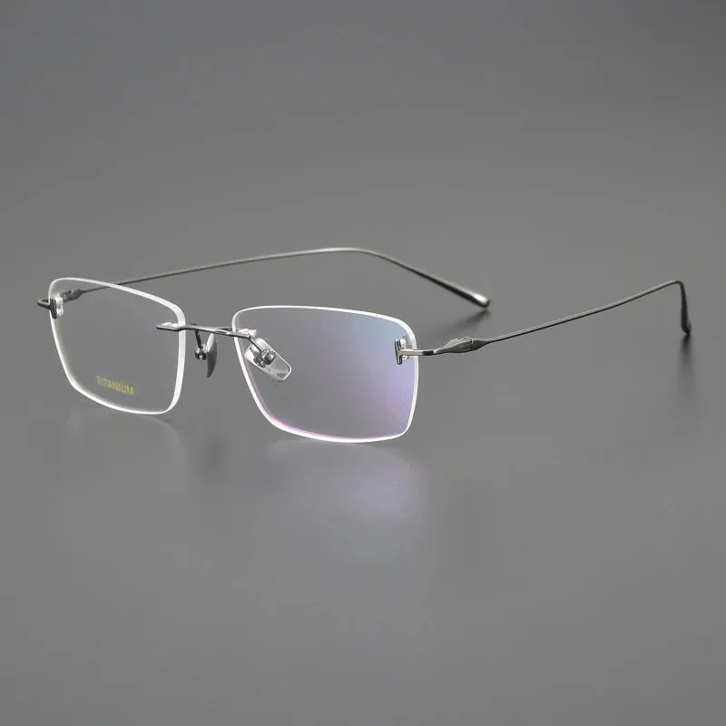 Black Mask Unisex Rimless Rectangle Titanium Eyeglasses Ft5678
