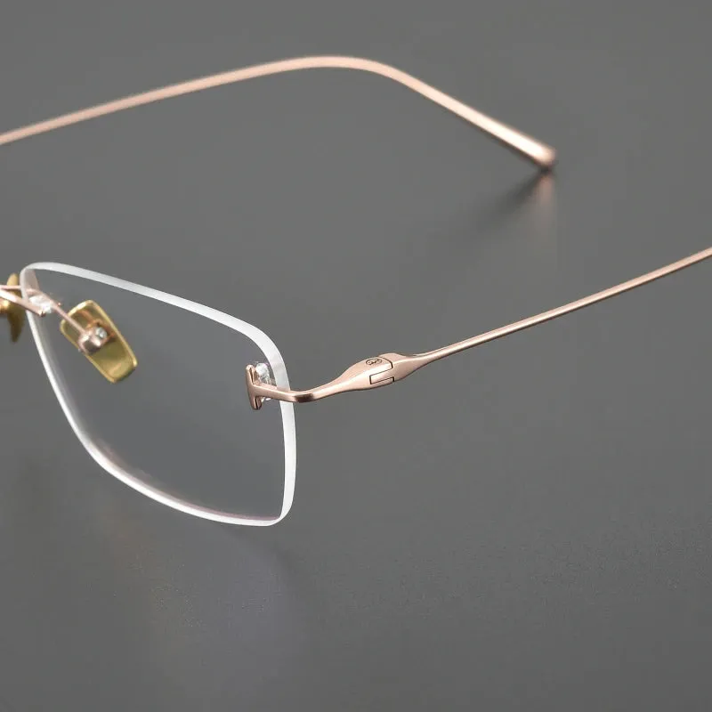 Black Mask Unisex Rimless Rectangle Titanium Eyeglasses Ft5678