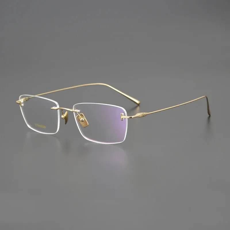 Black Mask Unisex Rimless Rectangle Titanium Eyeglasses Ft5678