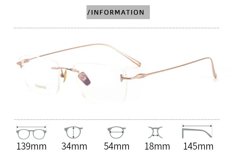 Black Mask Unisex Rimless Rectangle Titanium Eyeglasses Ft5678