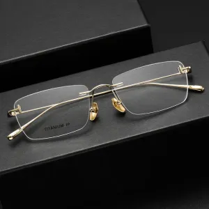 Black Mask Unisex Rimless Rectangle Titanium Eyeglasses Ft5678