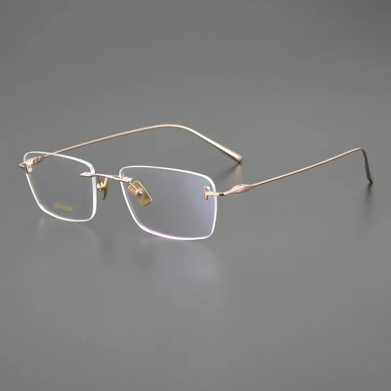 Black Mask Unisex Rimless Rectangle Titanium Eyeglasses Ft5678