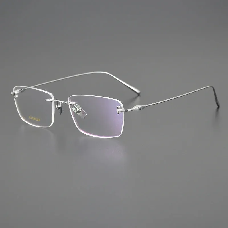 Black Mask Unisex Rimless Rectangle Titanium Eyeglasses Ft5678