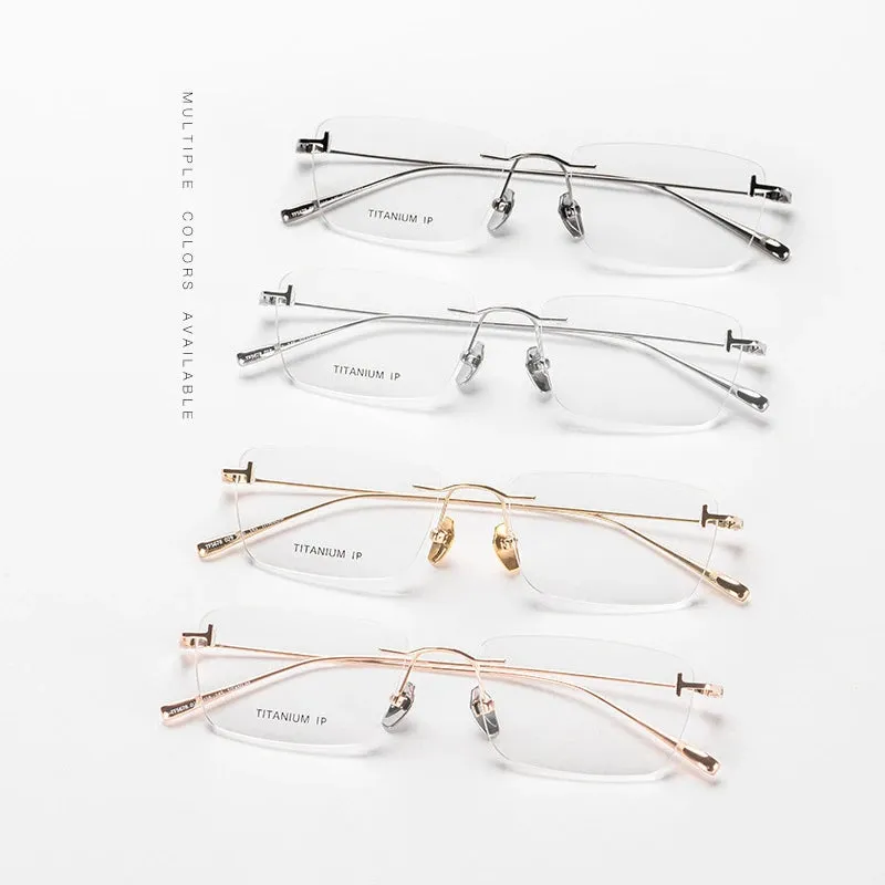 Black Mask Unisex Rimless Rectangle Titanium Eyeglasses Ft5678