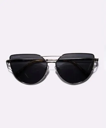 Blackburn Italian-Crafted, Trendy Cat Eye Sunglasses for Men Women in Black, Fashionable Big Black Sun Glasses UV400 Protection