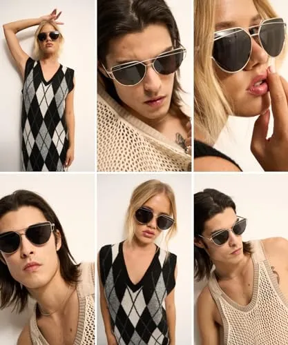 Blackburn Italian-Crafted, Trendy Cat Eye Sunglasses for Men Women in Black, Fashionable Big Black Sun Glasses UV400 Protection
