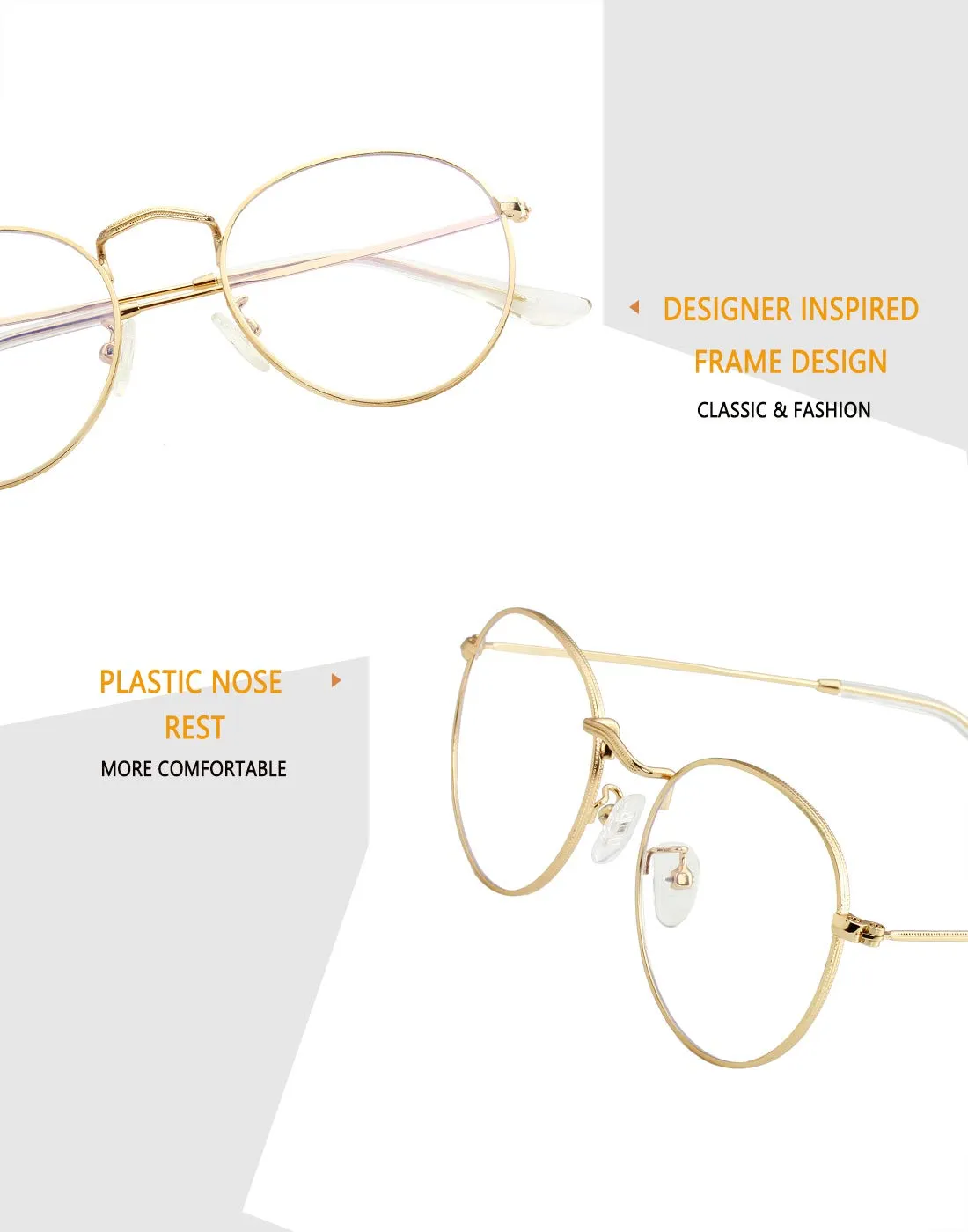 Blue Light Blocking Glasses for Women Men Retro Round Clear Lens Eyeglasses B1 Gold (Blue Light Blocking Glasses) Blue Light Blocking Glasses 50 Millimeters