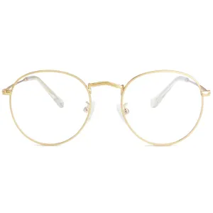 Blue Light Blocking Glasses for Women Men Retro Round Clear Lens Eyeglasses B1 Gold (Blue Light Blocking Glasses) Blue Light Blocking Glasses 50 Millimeters