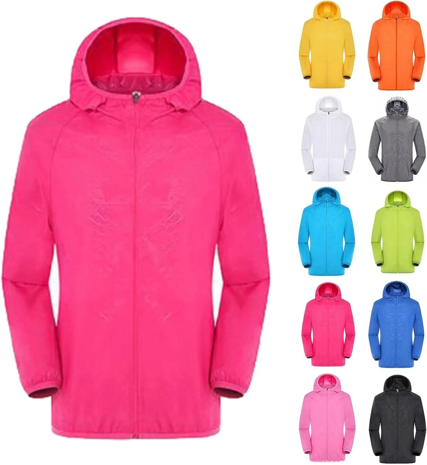 BOXIACEY Rain Jacket Women Lightweight Packable Hooded Rain Coat Windbreaker Plus Size Waterproof Raincoat with Pockets