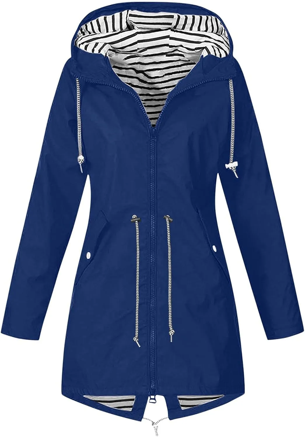 BOXIACEY Rain Jackets for Women Waterproof with Hood Lightweight Packable Windbreaker Outdoor Trench Coat Travel Jacket