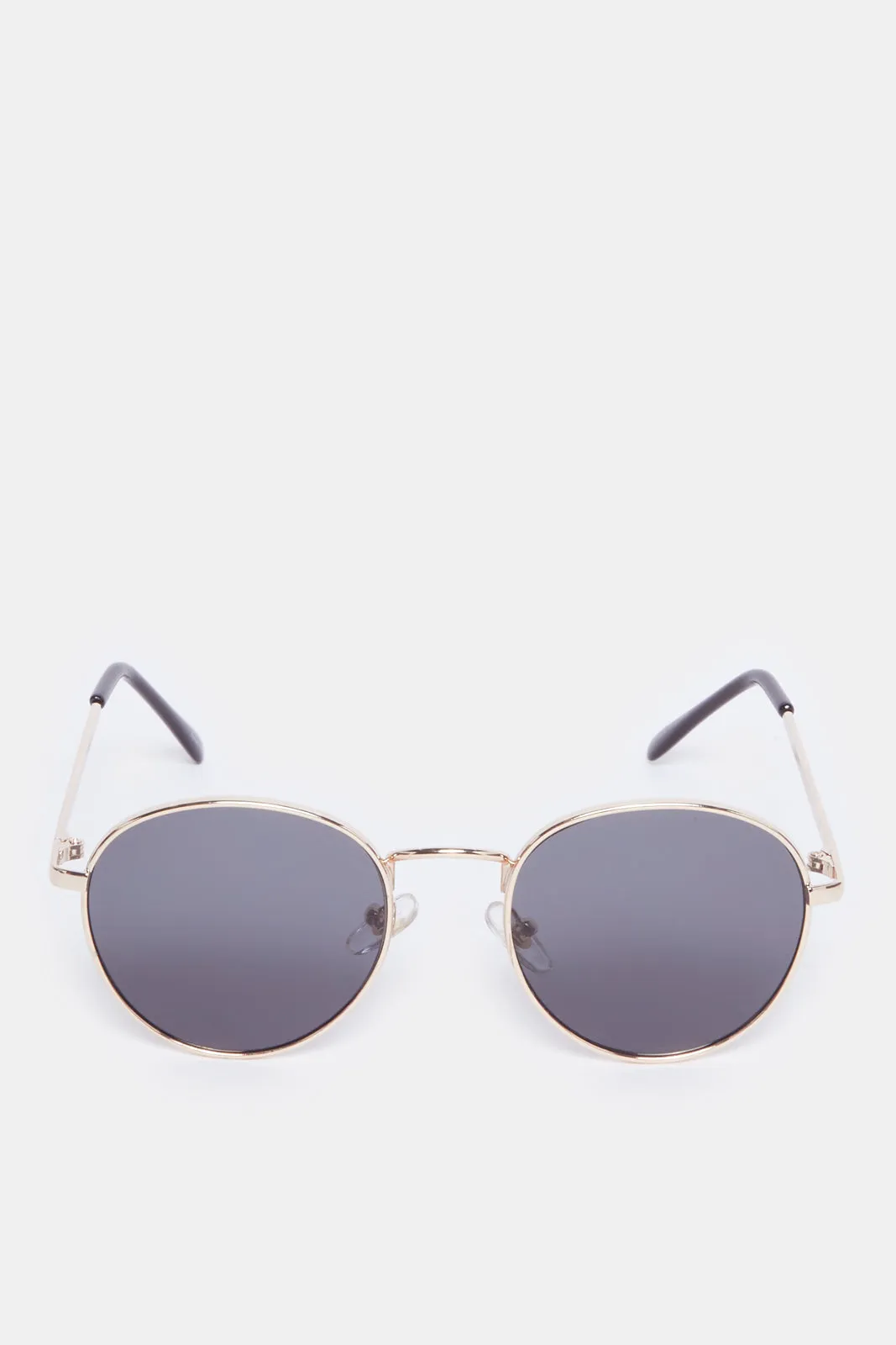 Boys Black Round Metal Sunglasses