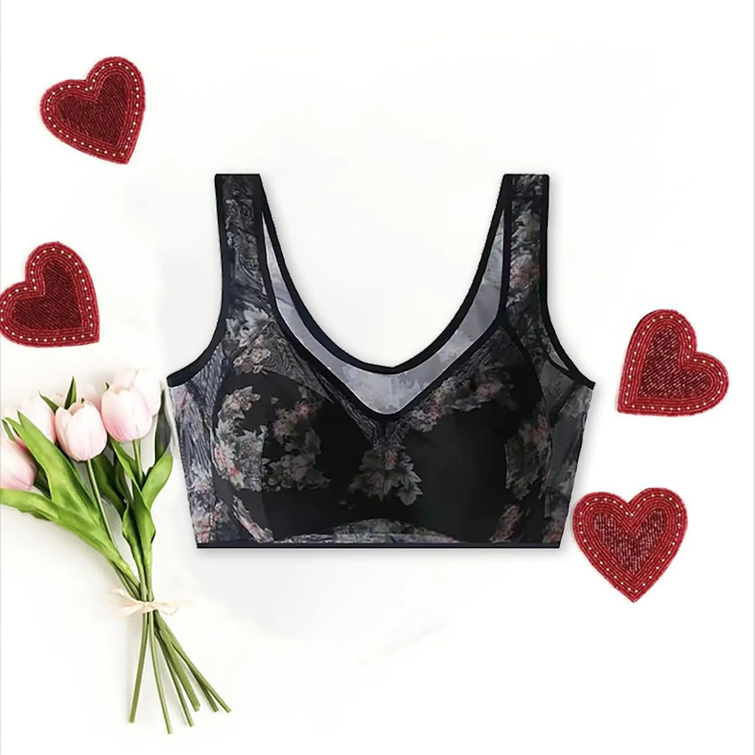 Bra for Ladies Seniors Older Support Figure Minimizer Solid Daisy Bras Push Up High Support Lace Gym Sports Bras