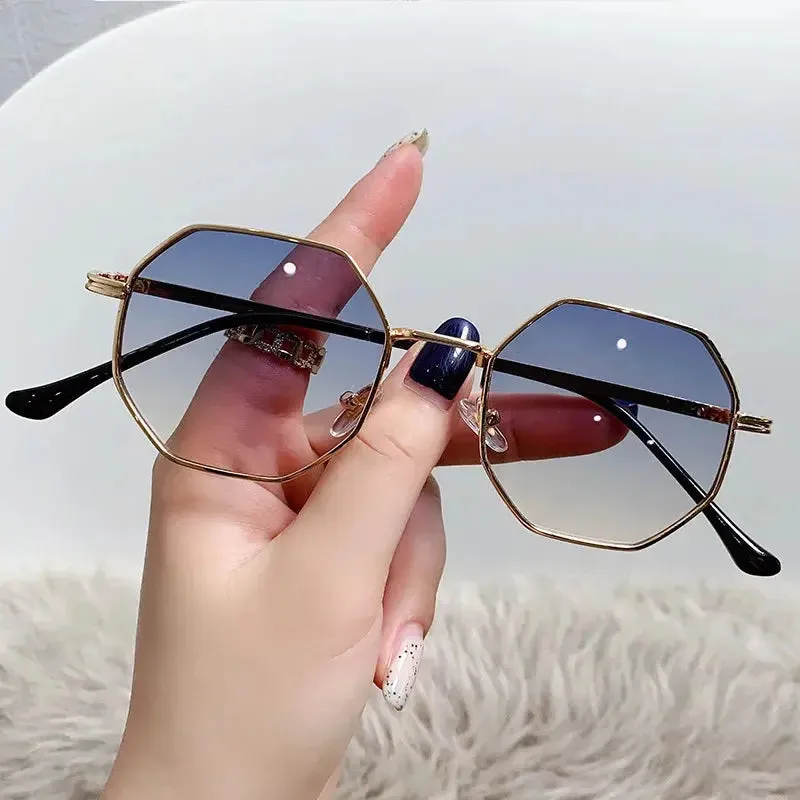 Brand Design 2023 Fashion New Polygonal Metal Sunglasses Retro Ladies Glasses Classic Trend Luxury Driving Travel Eyewear Uv400