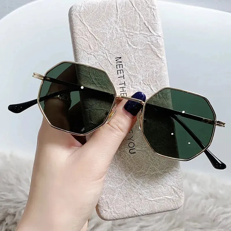 Brand Design 2023 Fashion New Polygonal Metal Sunglasses Retro Ladies Glasses Classic Trend Luxury Driving Travel Eyewear Uv400