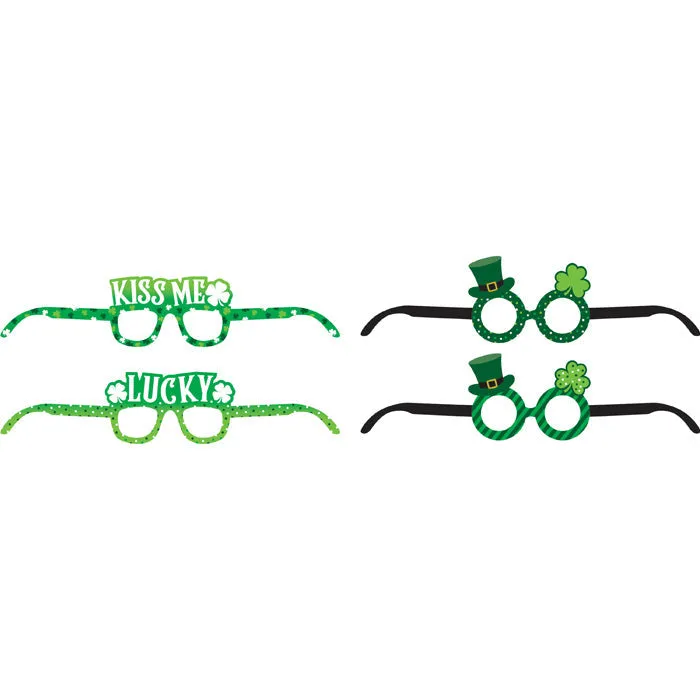 Bulk St. Patrick's Day Assorted Paper Eyeglasses (24 per Case)