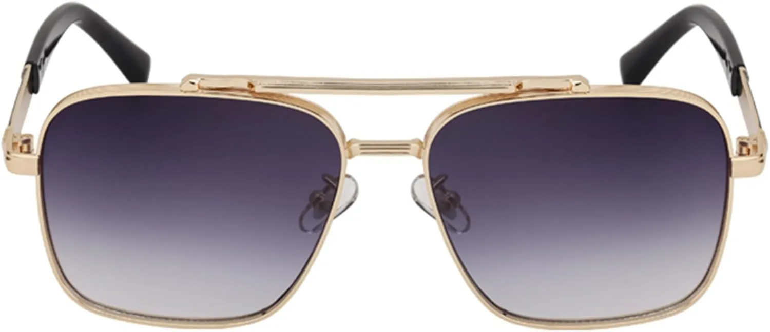 bullabulling Square Pilot Sunglasses for Men and Women Fashion Metal Vintage Gradient Shades Sunglasses UV400 Protection