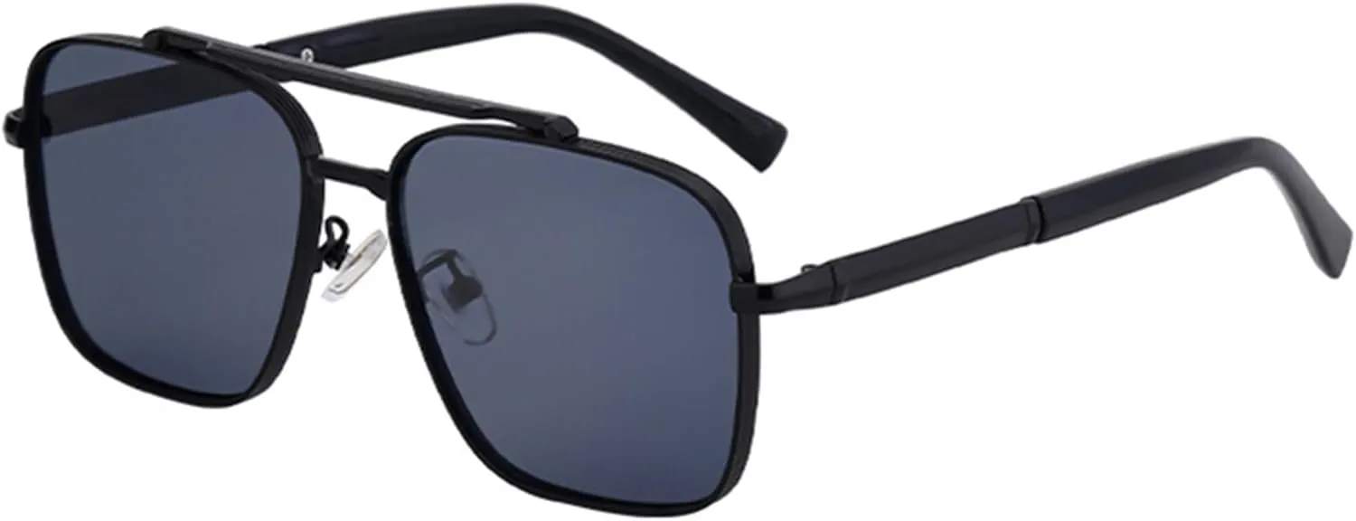 bullabulling Square Pilot Sunglasses for Men and Women Fashion Metal Vintage Gradient Shades Sunglasses UV400 Protection