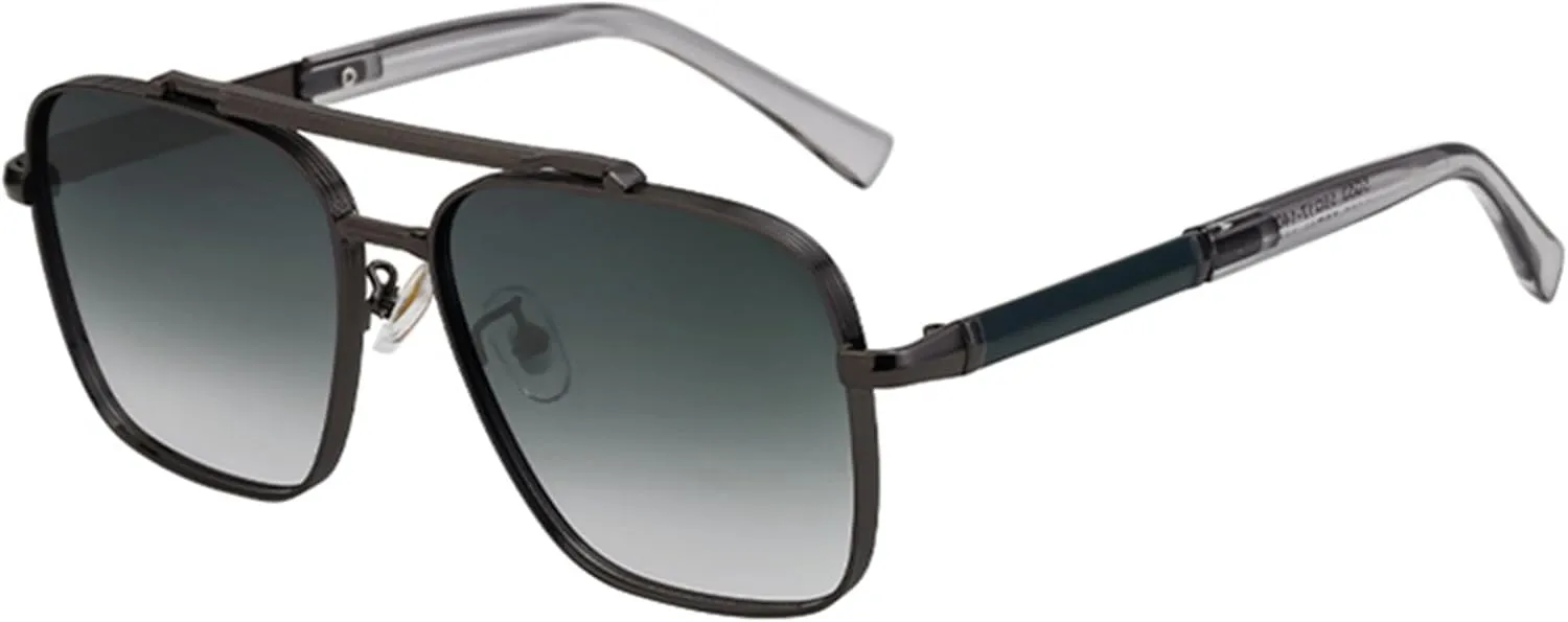bullabulling Square Pilot Sunglasses for Men and Women Fashion Metal Vintage Gradient Shades Sunglasses UV400 Protection