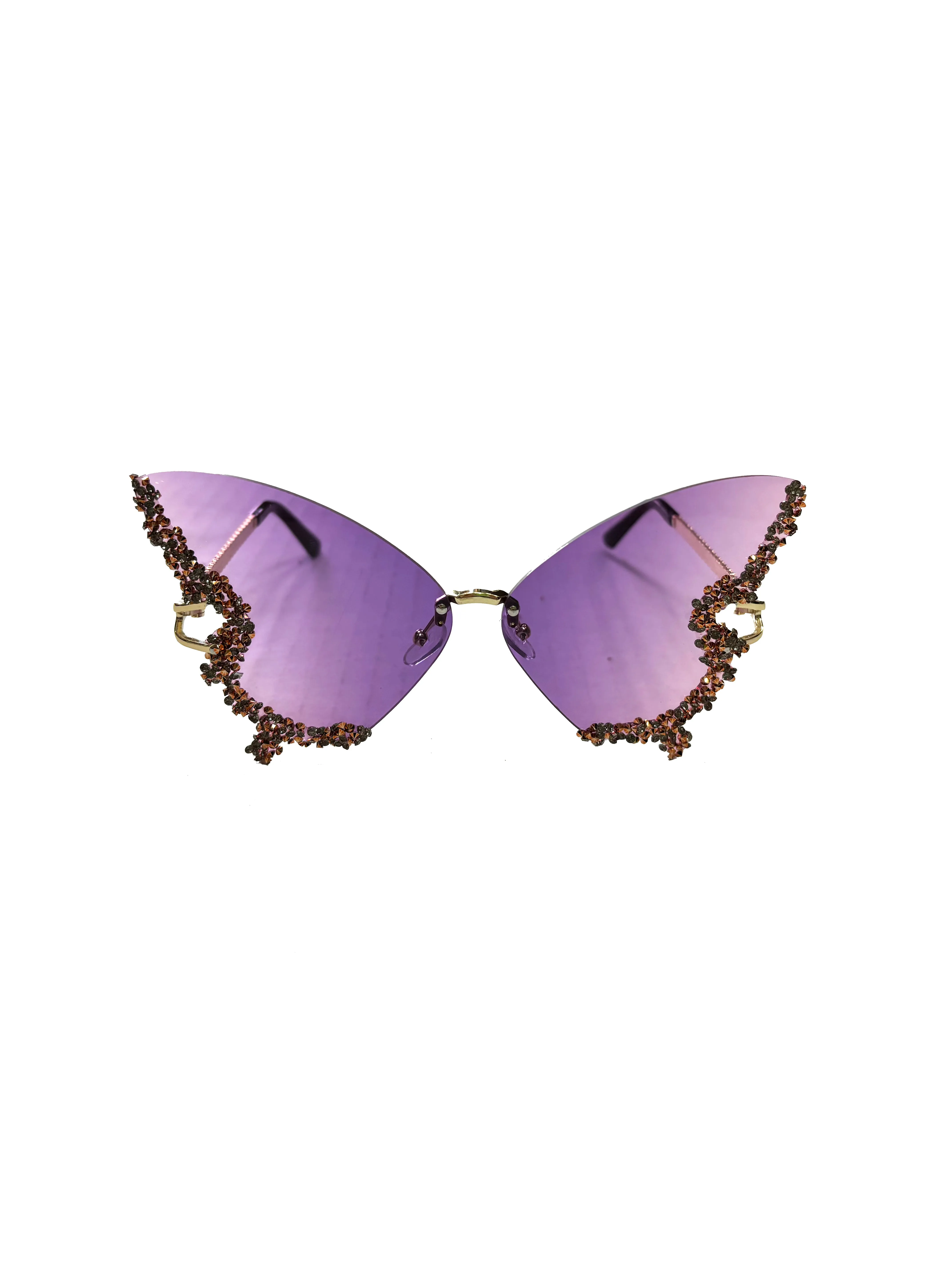 Butterfly Rhinestone Sunglasses - Purple