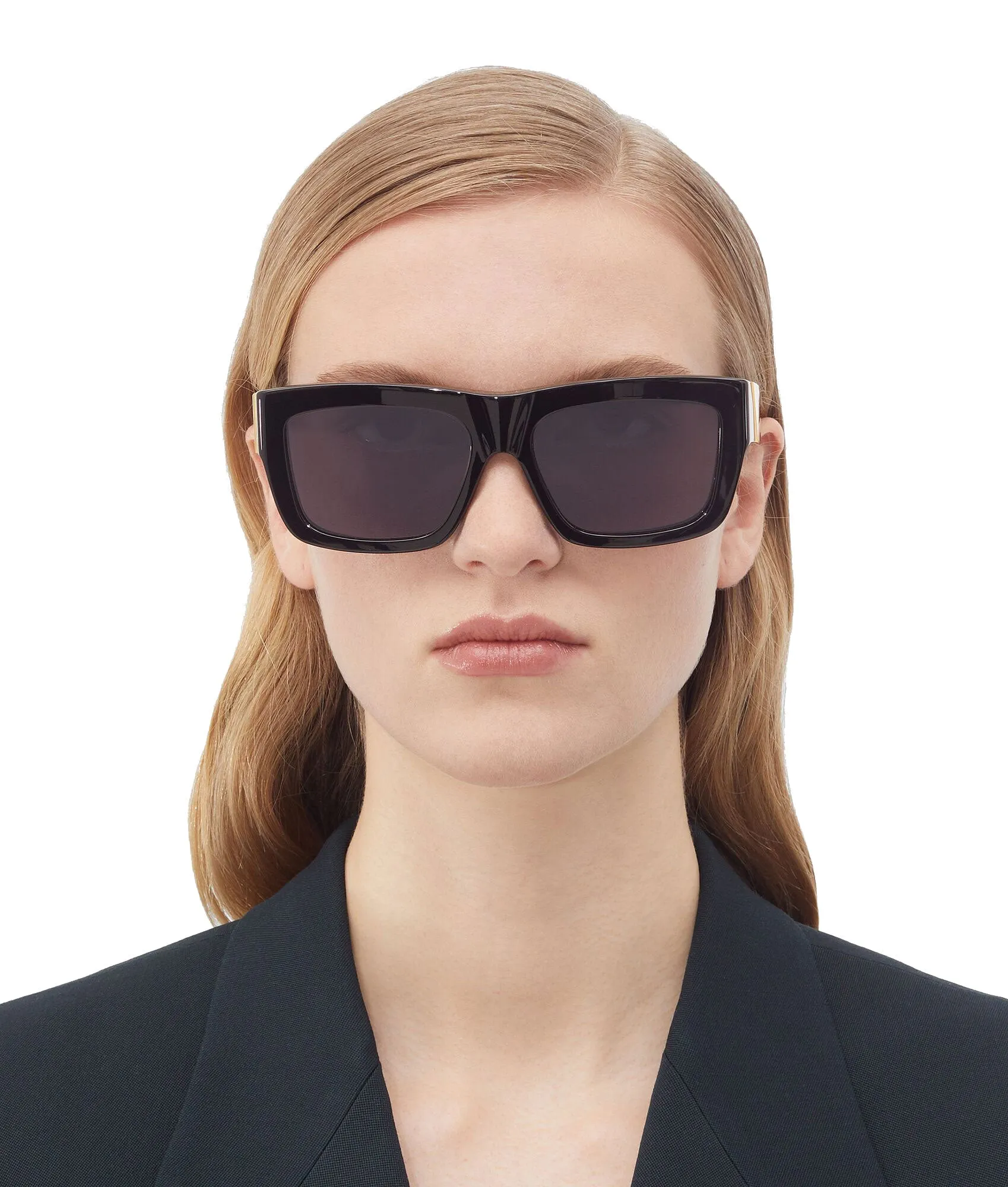 BV 1178S Rectangle Acetate Sunglasses, Black/Grey (G)