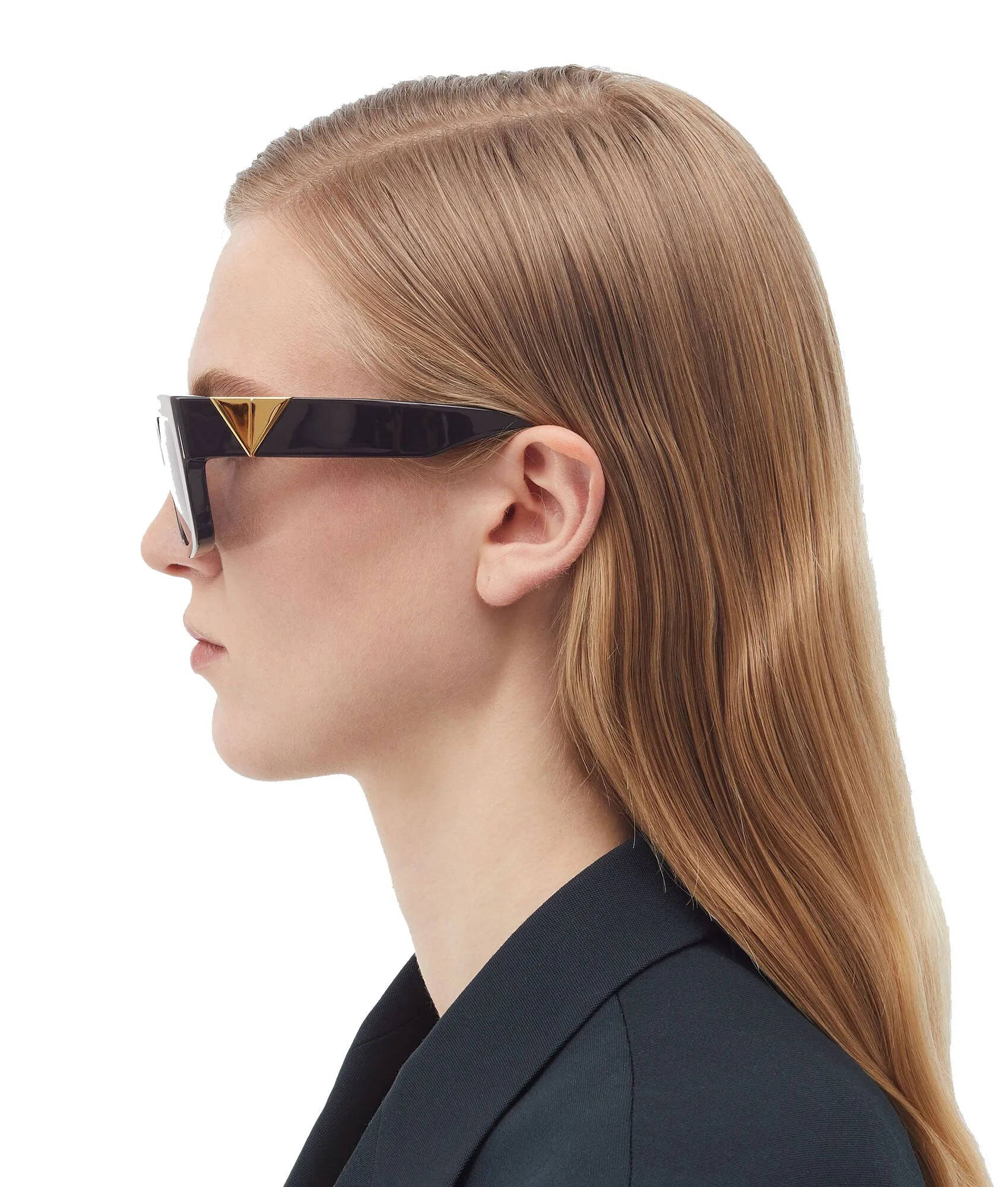 BV 1178S Rectangle Acetate Sunglasses, Black/Grey (G)
