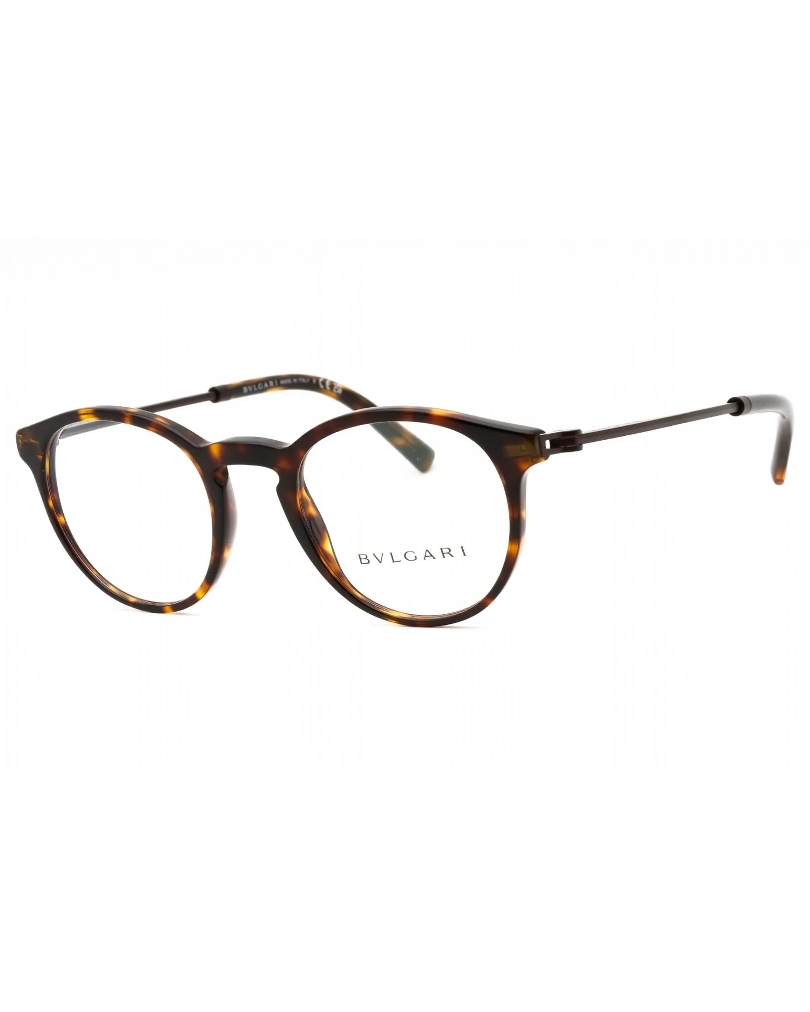 Bvlgari  NY578610 Round Tortoise Shell Eyeglasses  Authentic  Tortoise Acetate Round Eyeglasses  Designer  Round Frame Eyeglasses - NY578610