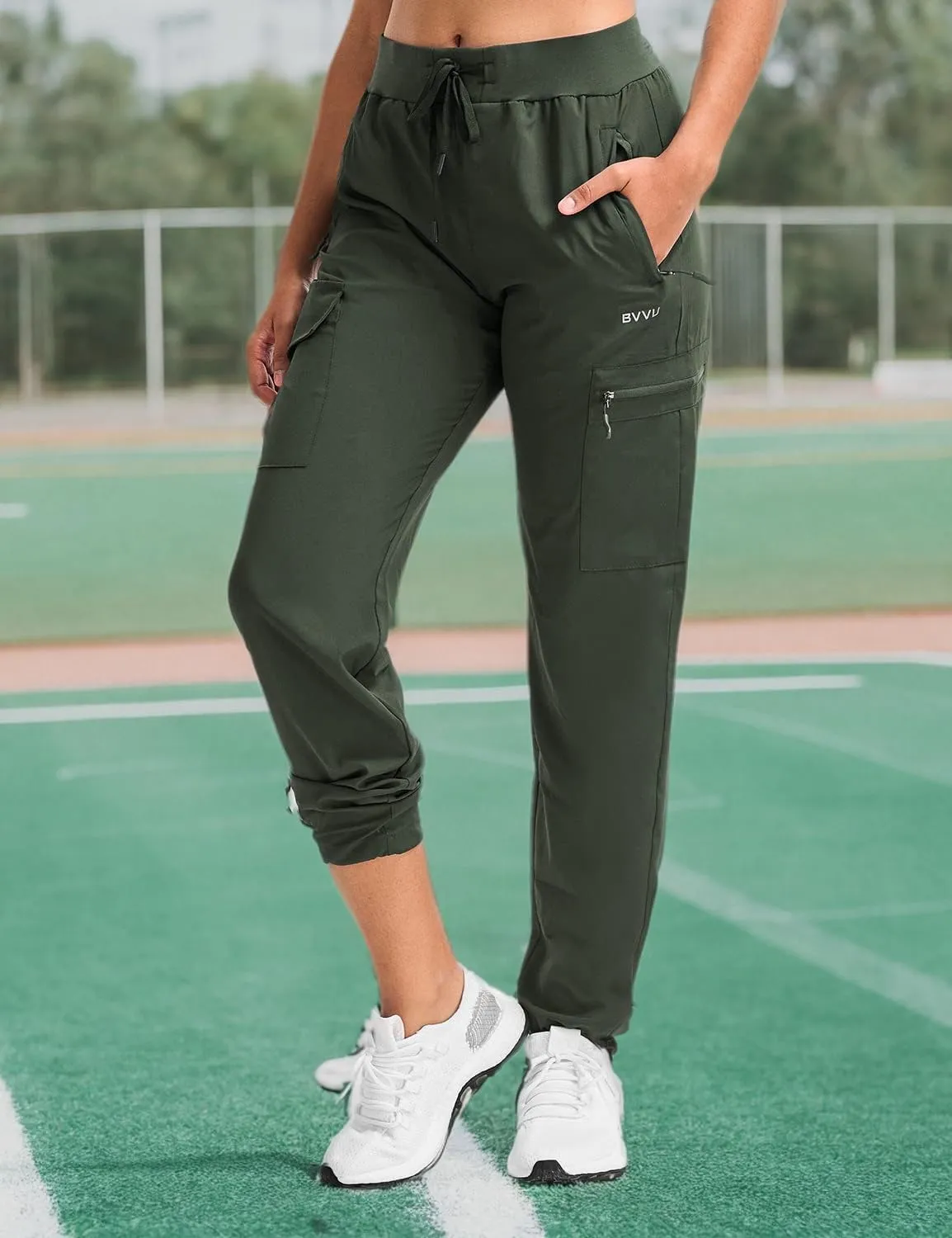 BVVU Women's Hiking Pants Lightweight Quick Dry Travel Outdoor Pants Waterproof Work Cargo Joggers with Zipper Pockets