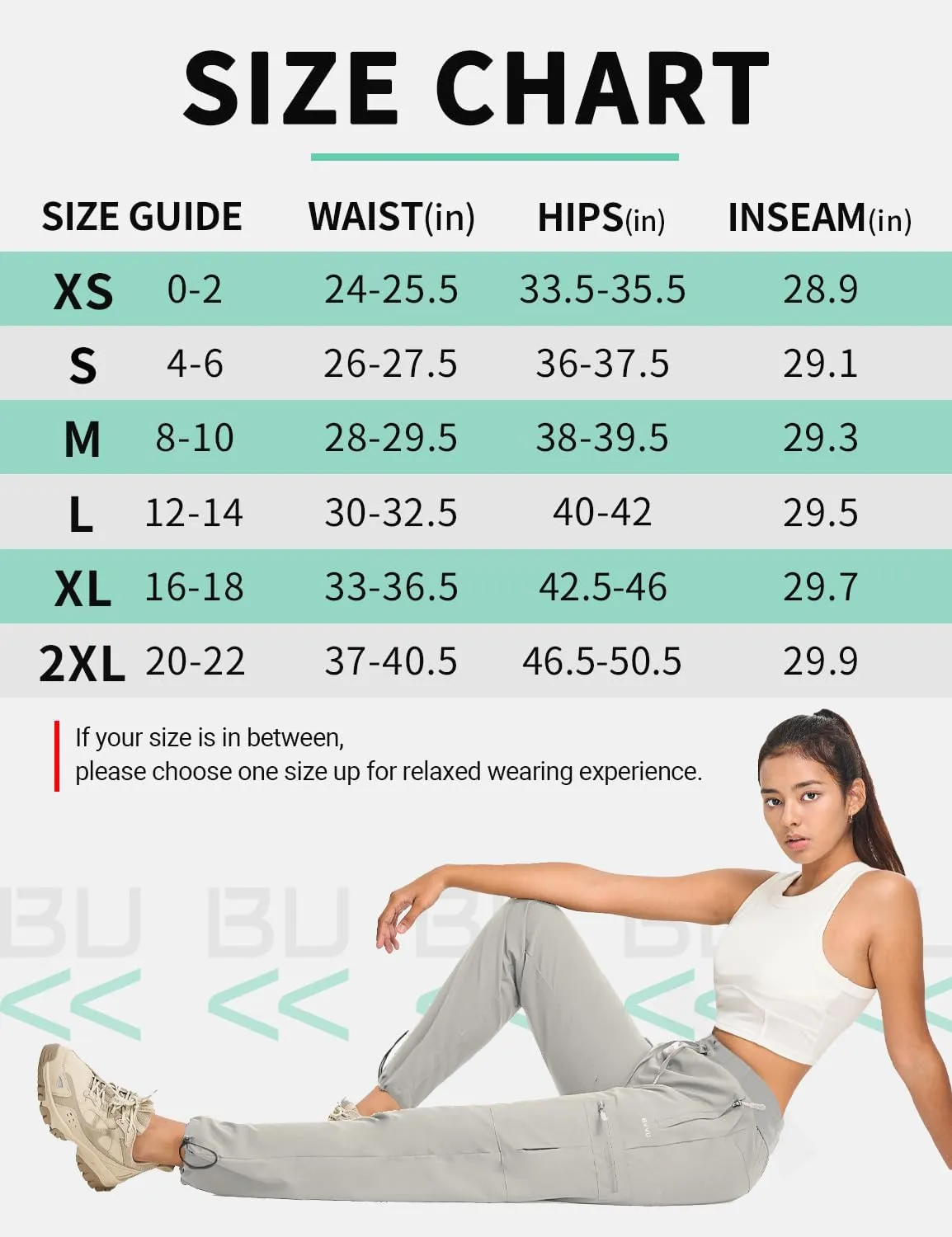 BVVU Women's Hiking Pants Lightweight Quick Dry Travel Outdoor Pants Waterproof Work Cargo Joggers with Zipper Pockets