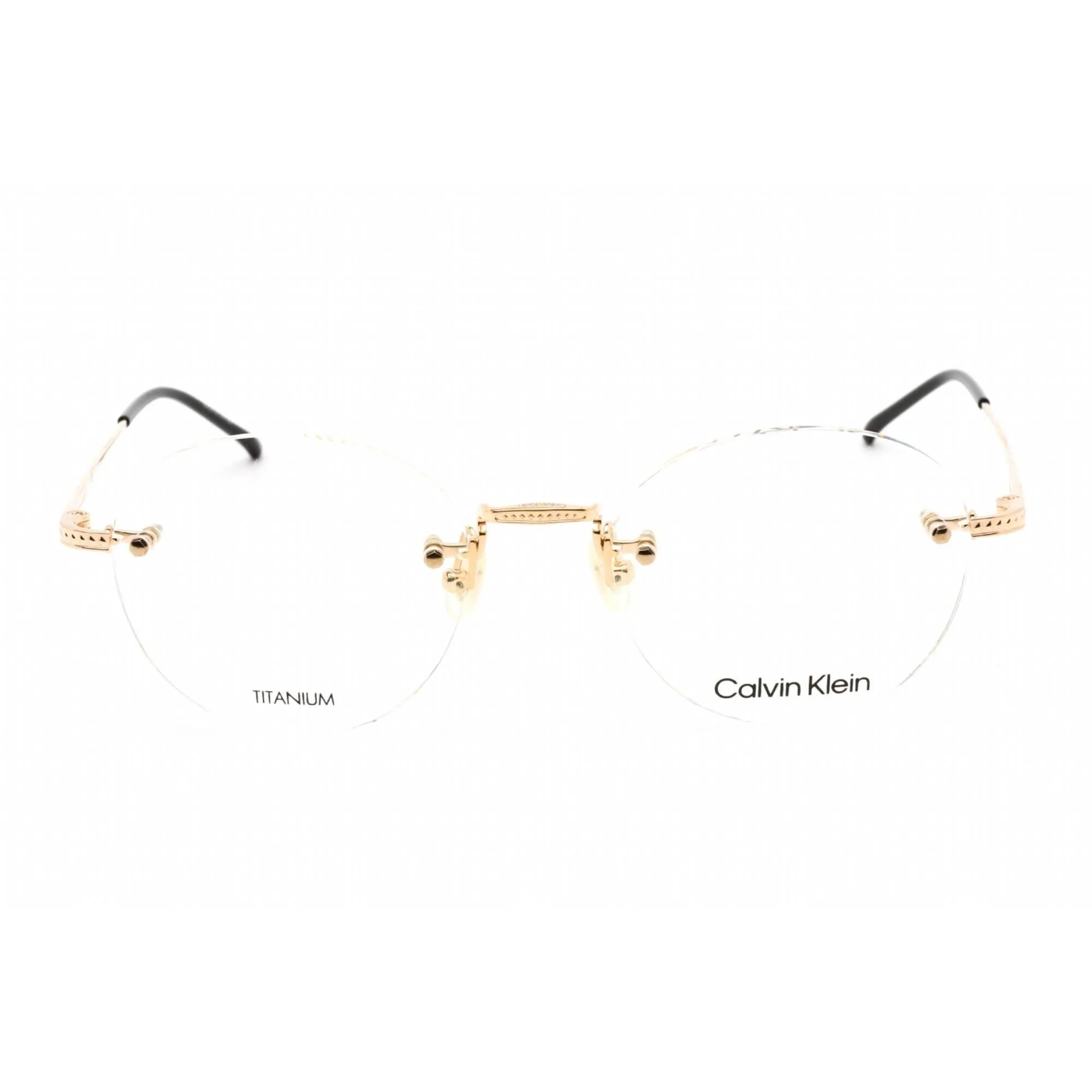 Calvin Klein Men's Eyeglasses - Clear Lens Gold Titanium Round Frame | CK22112T 717