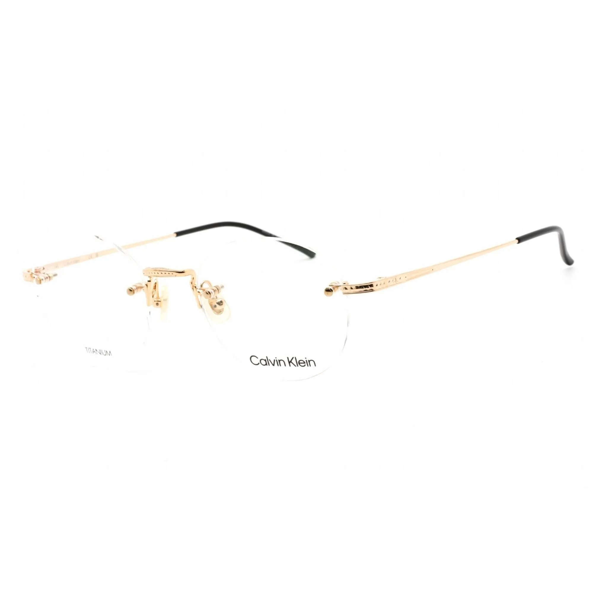 Calvin Klein Men's Eyeglasses - Clear Lens Gold Titanium Round Frame | CK22112T 717