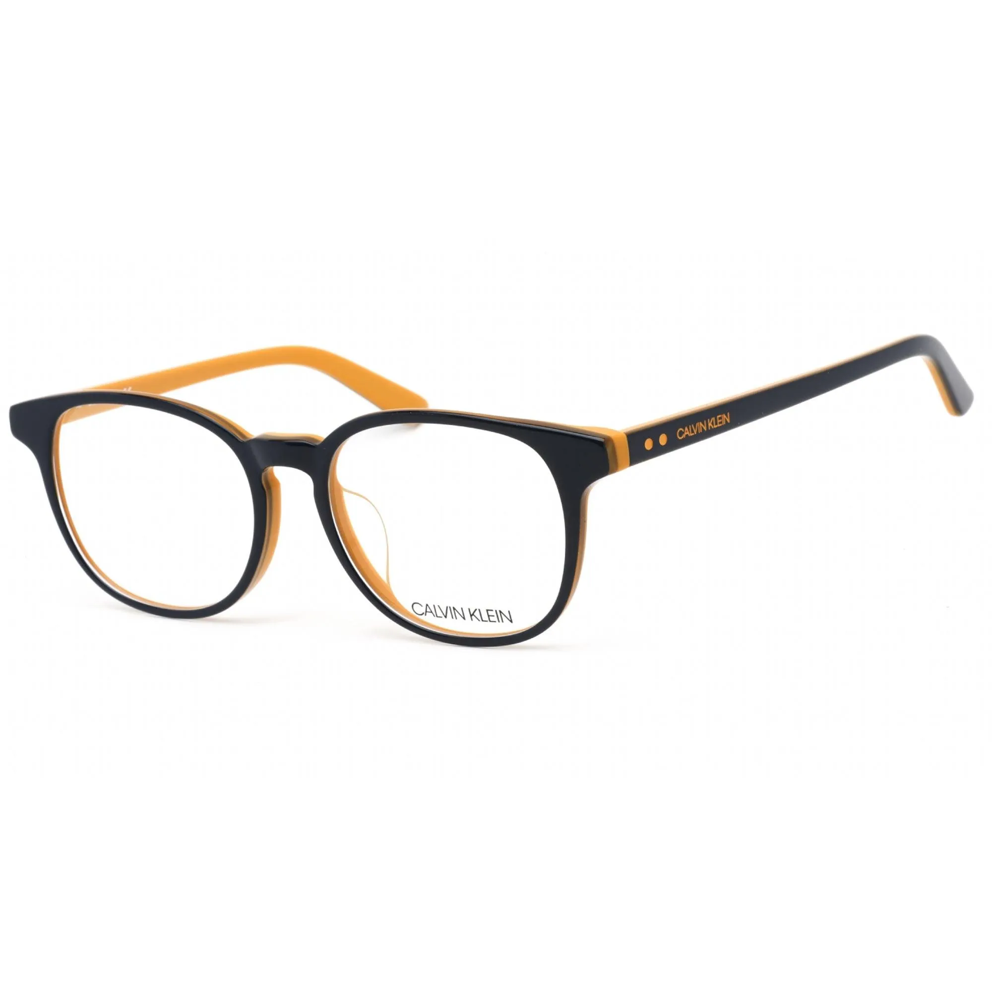 Calvin Klein Women's Eyeglasses - Navy/Maize Round Frame Clear Lens | CK18529A 415
