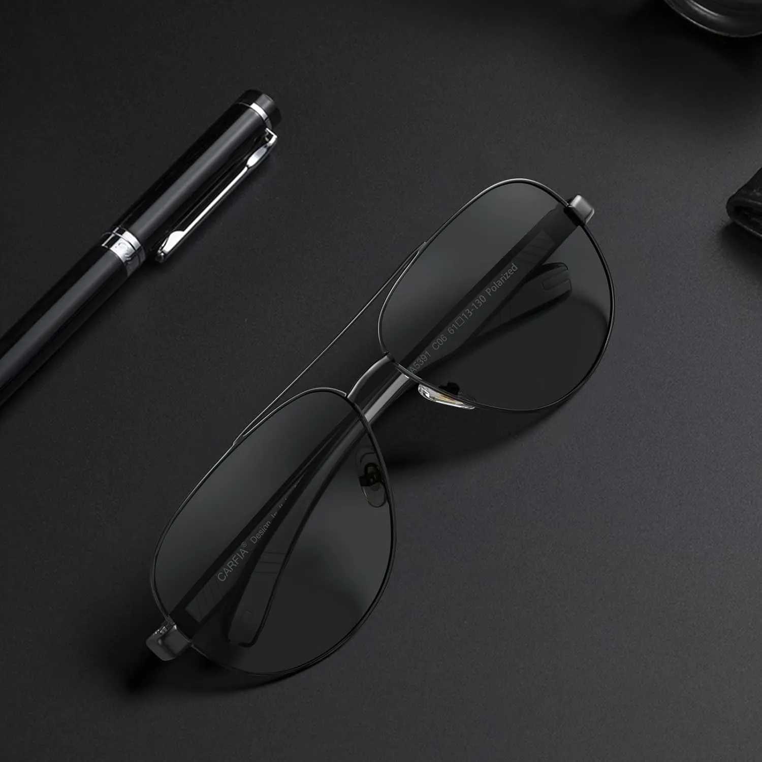 CARFIA Trendy Pilot Polarized Sunglasses for Men UV400 Lenses, Lightweight TR90 Outdoor Eyewear CA5391