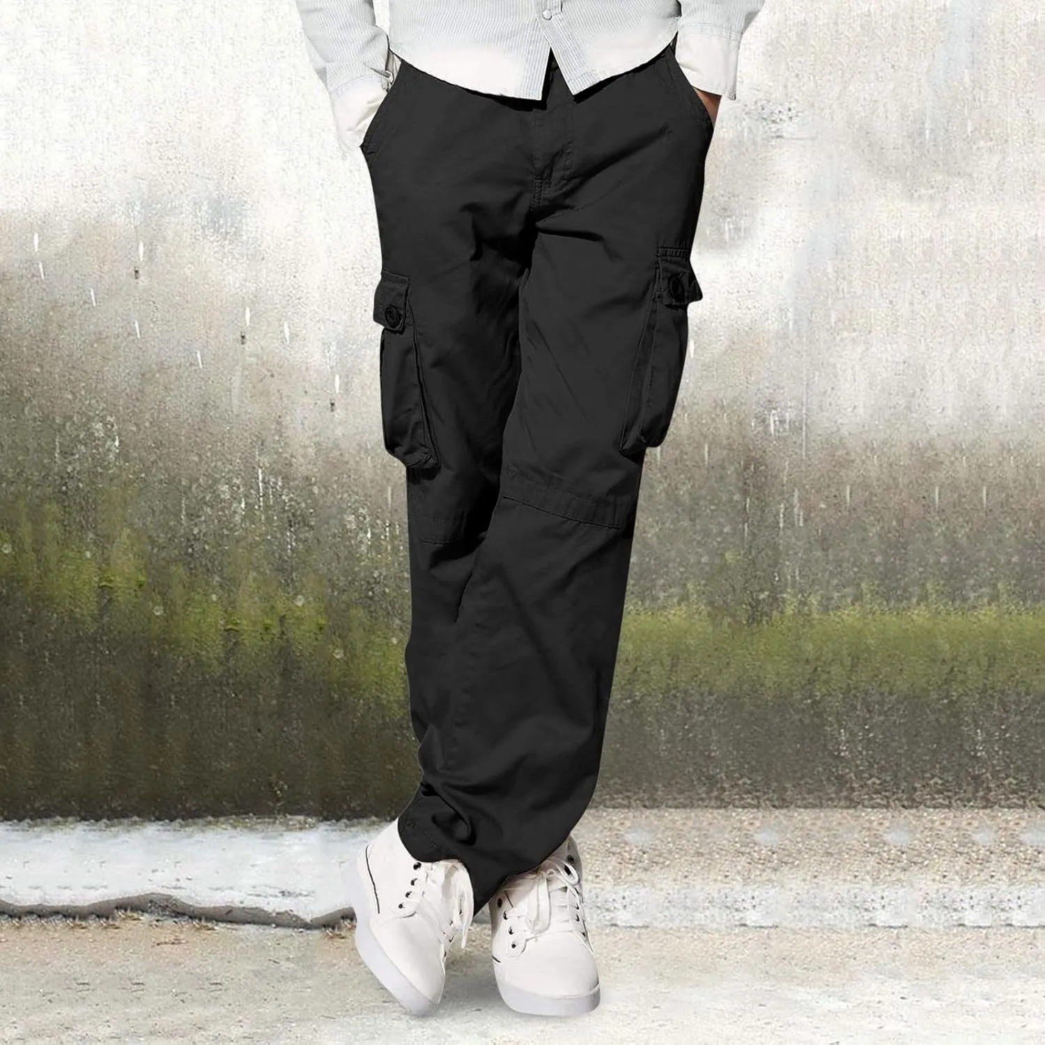 Cargo Pants for Men Big and Tall Relaxed Fit Open Bottom Straight Sweatpants Casual Jogging Athletic Hiking Pants Streetwear
