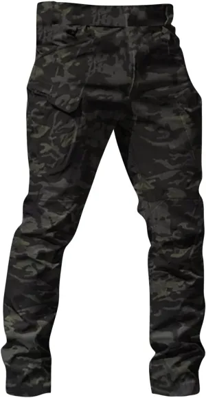 Cargo Pants for Men Multi Pocket Athletic Trousers Military Fan Elastic Waistband Casual Overalls Hiking Pants